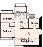 龍翔花園 售盤 3 房 , 1 浴室 425 平方呎