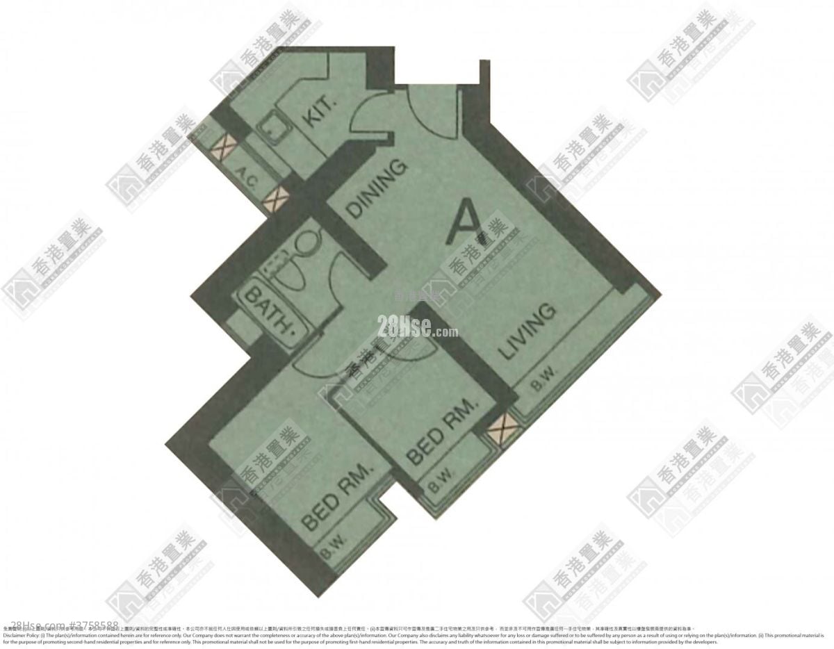 港景峰 售盘 2 房 , 1 浴室 457 平方尺