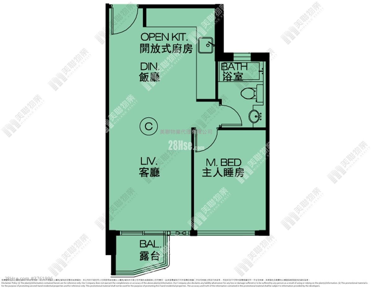 玖珑山 售盘 1 房 466 平方尺