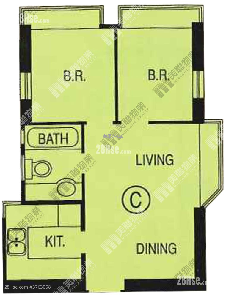 新都城 售盘 2 房 , 1 浴室 406 平方尺