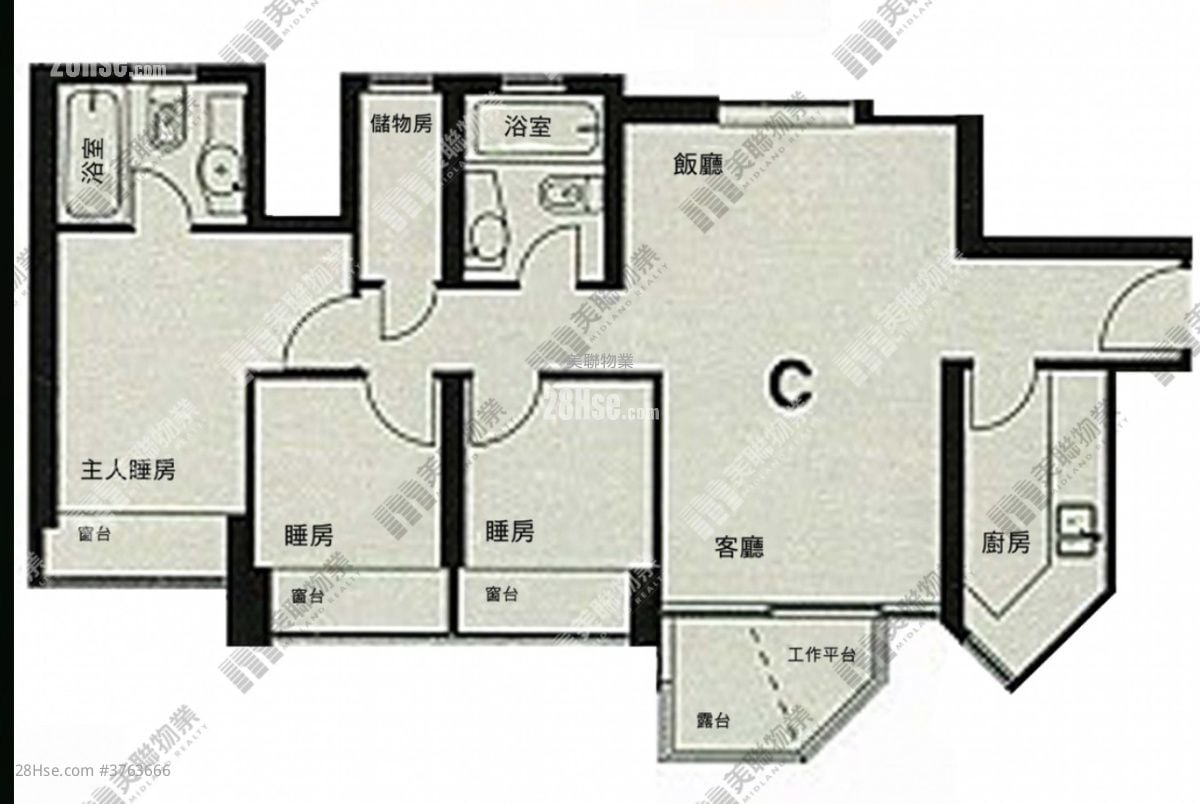 领峰 售盘 3 房 , 2 浴室 730 平方尺