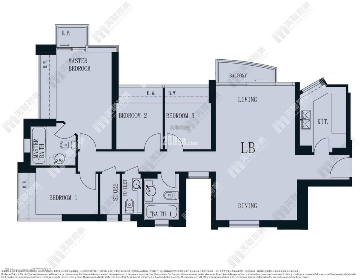致蓝天 售盘 4 房 , 2 浴室 950 平方尺