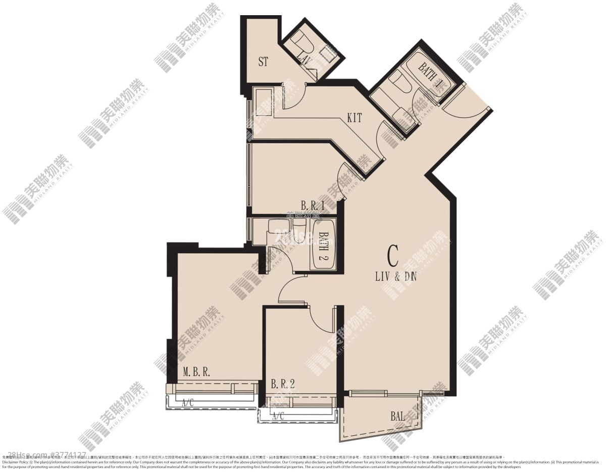 海之恋 售盘 3 房 , 2 浴室 791 平方尺