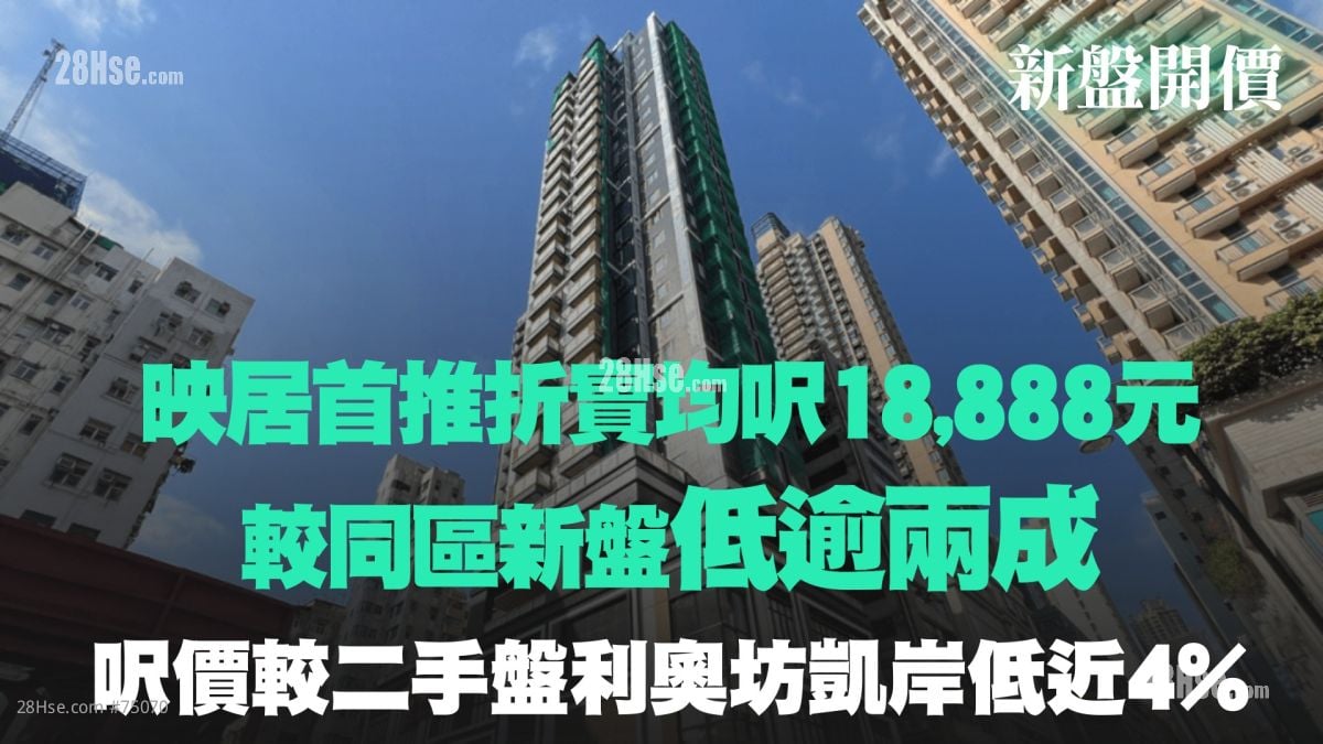 【新盤開價】映居首批折實均呎18,888元 較同區新盤低逾兩成｜呎價較二手盤利奧坊凱岸低近4%