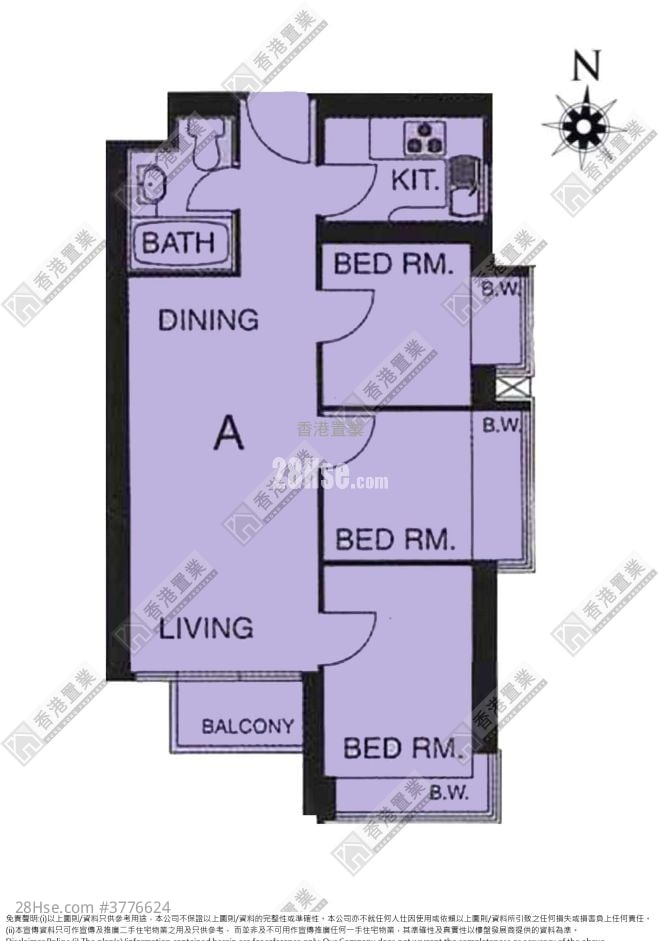 宇晴轩 售盘 3 房 , 1 浴室 554 平方尺