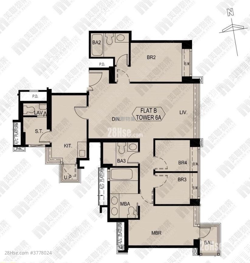 尔峦 售盘 4 房 , 3 浴室 1,156 平方尺