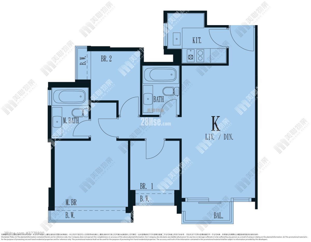 世宙 租盘 3 房 , 2 浴室 646 平方尺