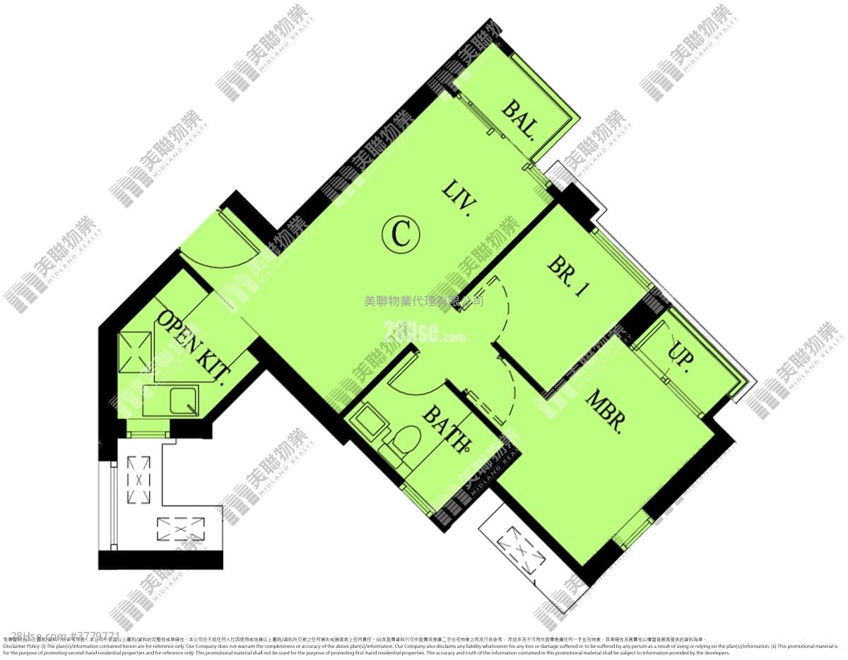 晋海II 售盘 2 房 , 1 浴室 491 平方尺