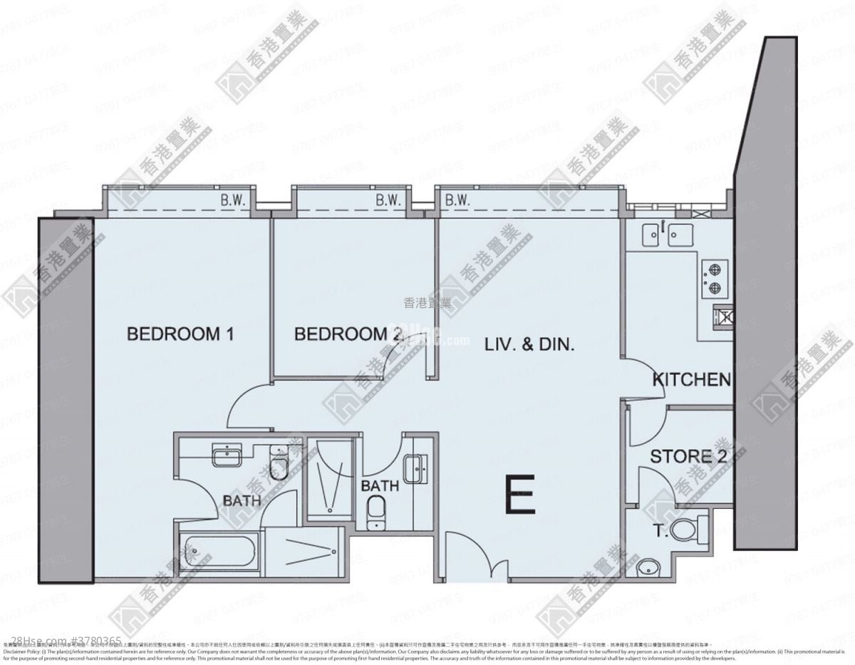 名铸 售盘 2 房 , 2 浴室 1,016 平方尺