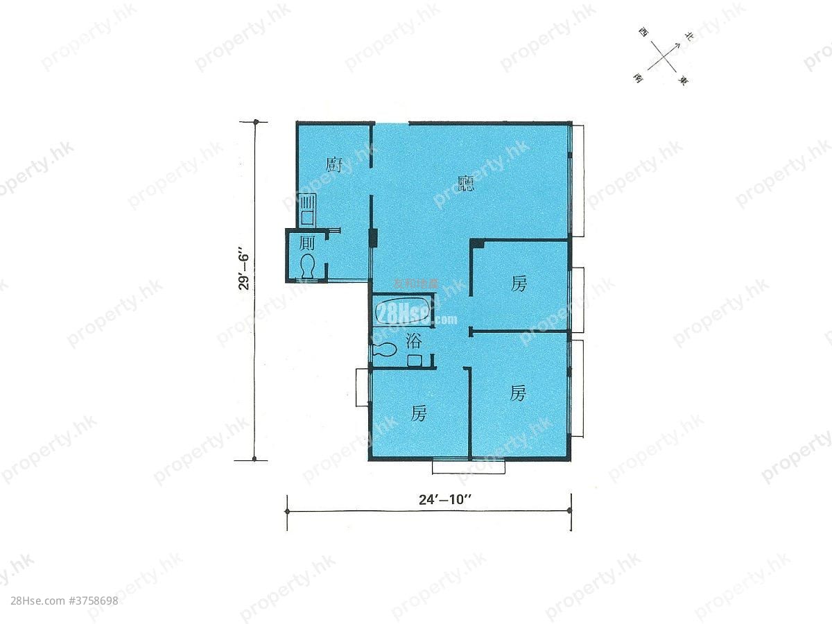 翠丽苑 售盘 3 房 , 2 浴室 614 平方尺