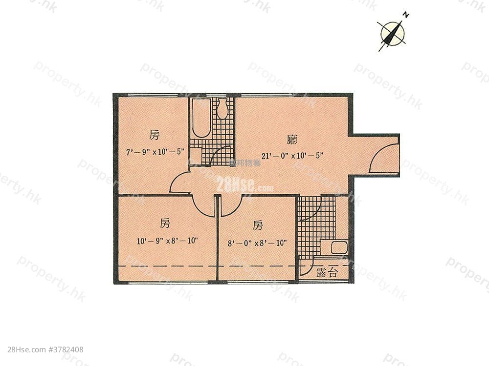 Fook On Building Rental 3 Bedrooms , 1 Bathroom 468 ft²