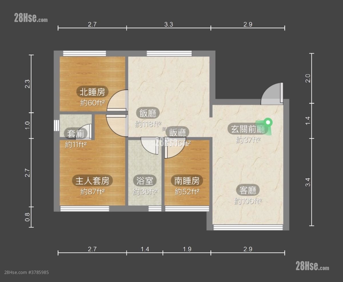 Crystal Court Sell 3 Bedrooms , 2 Bathrooms 712 ft²