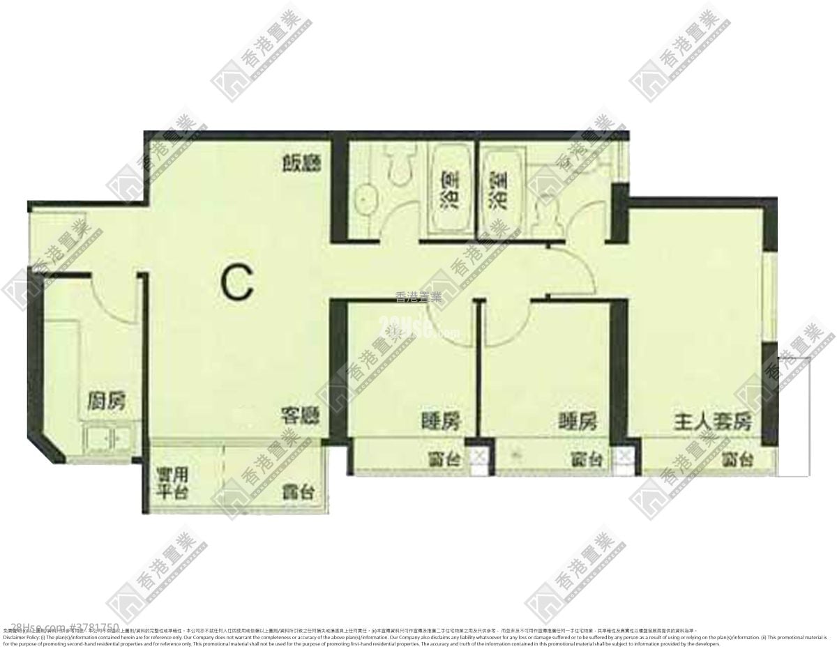 傲云峰 售盘 3 房 , 2 浴室 691 平方尺