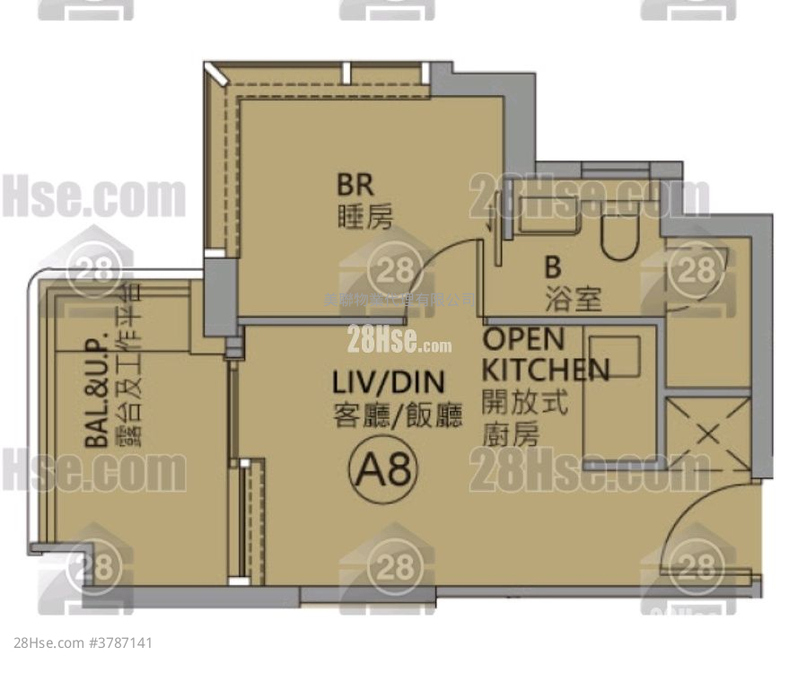 南首 租盘 1 房 , 1 浴室 262 平方尺