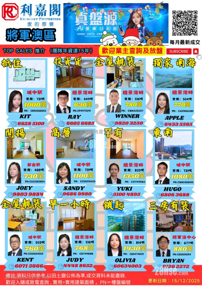 海翩滙 售盘 3 房 , 2 浴室 873 平方尺