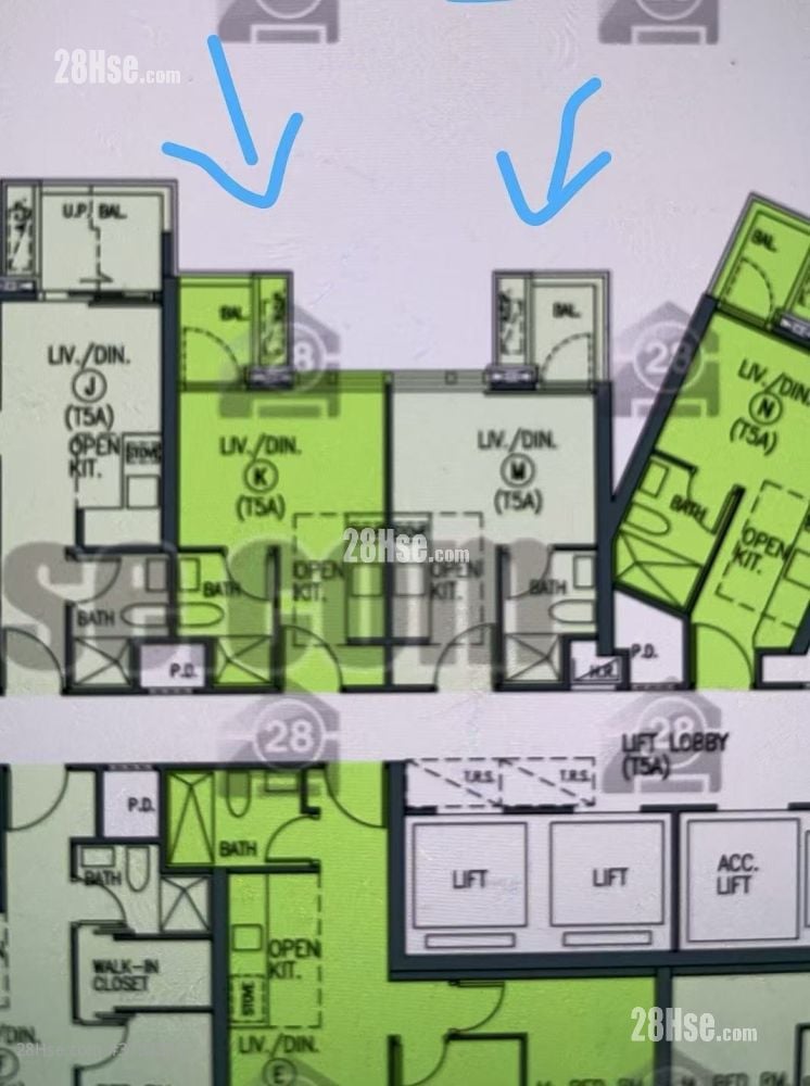 黄金海湾 租盘 开放式间隔 , 1 浴室 212 平方尺