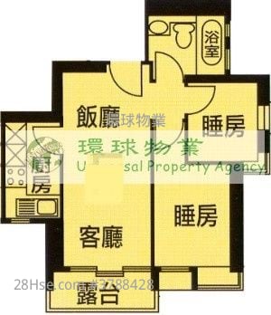 泓都 租盘 2 房 , 1 浴室 471 平方尺