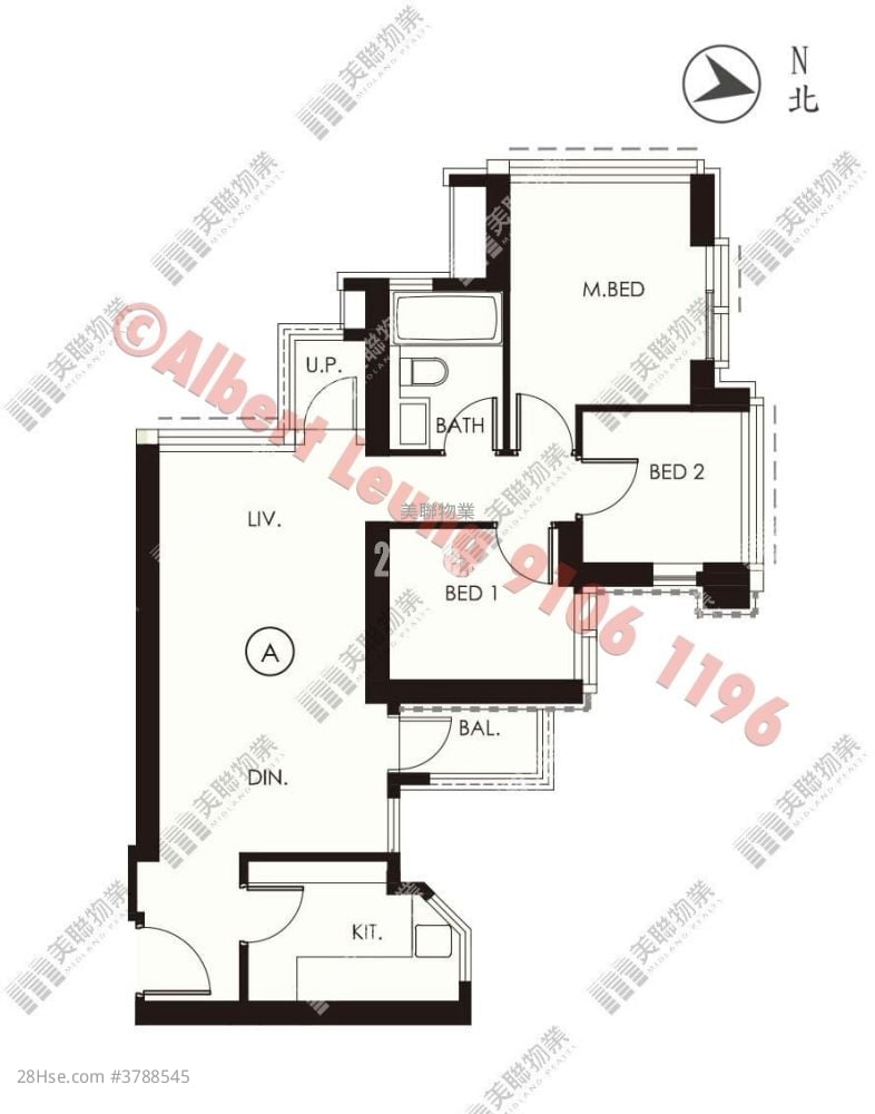 星凯堤岸 售盘 3 房 , 1 浴室 673 平方尺