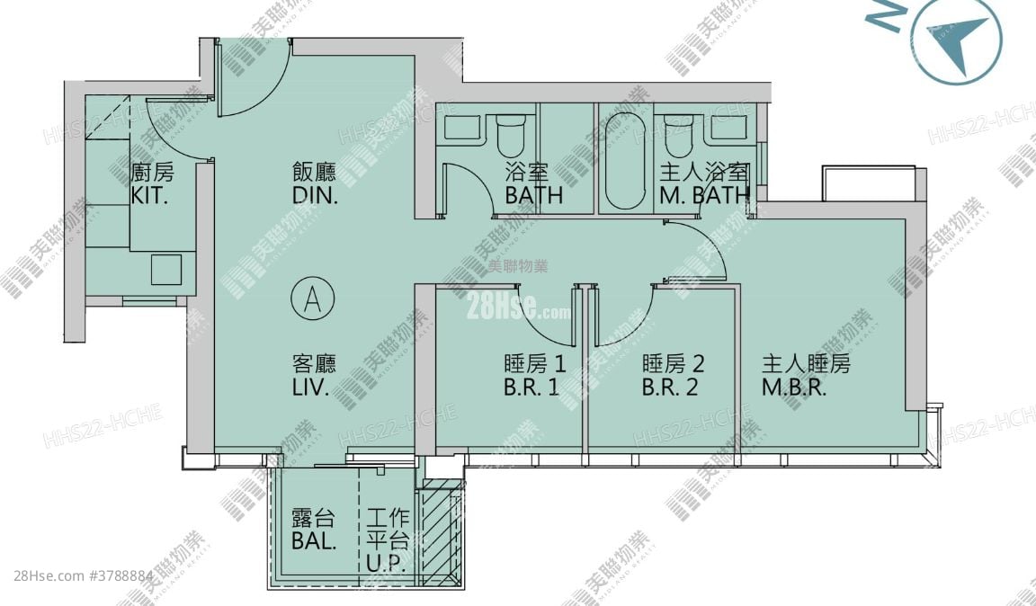 Seasons Place 售盘 3 房 , 2 浴室 665 平方尺
