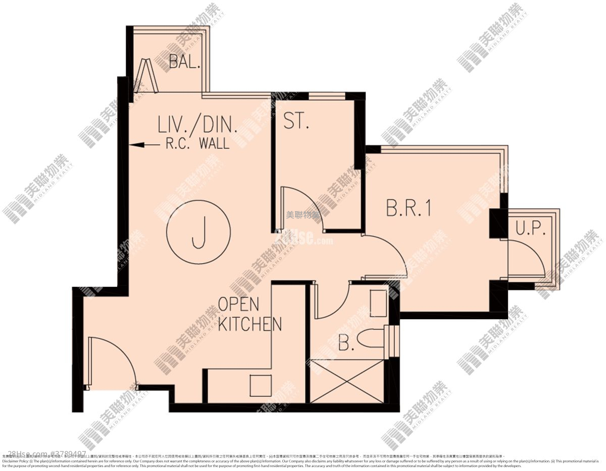 映御 售盘 2 房 , 1 浴室 454 平方尺
