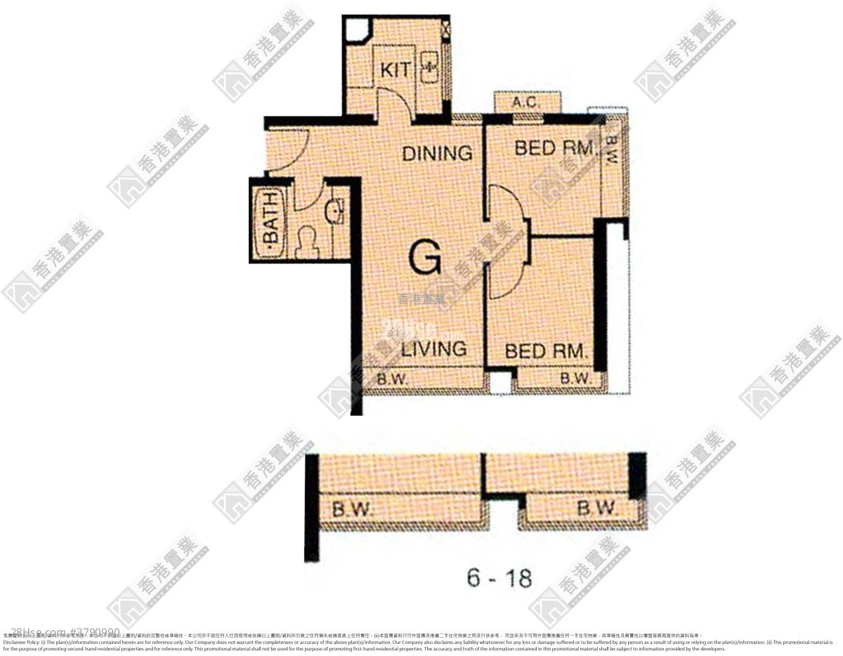 盈晖台 售盘 2 房 , 1 浴室 480 平方尺