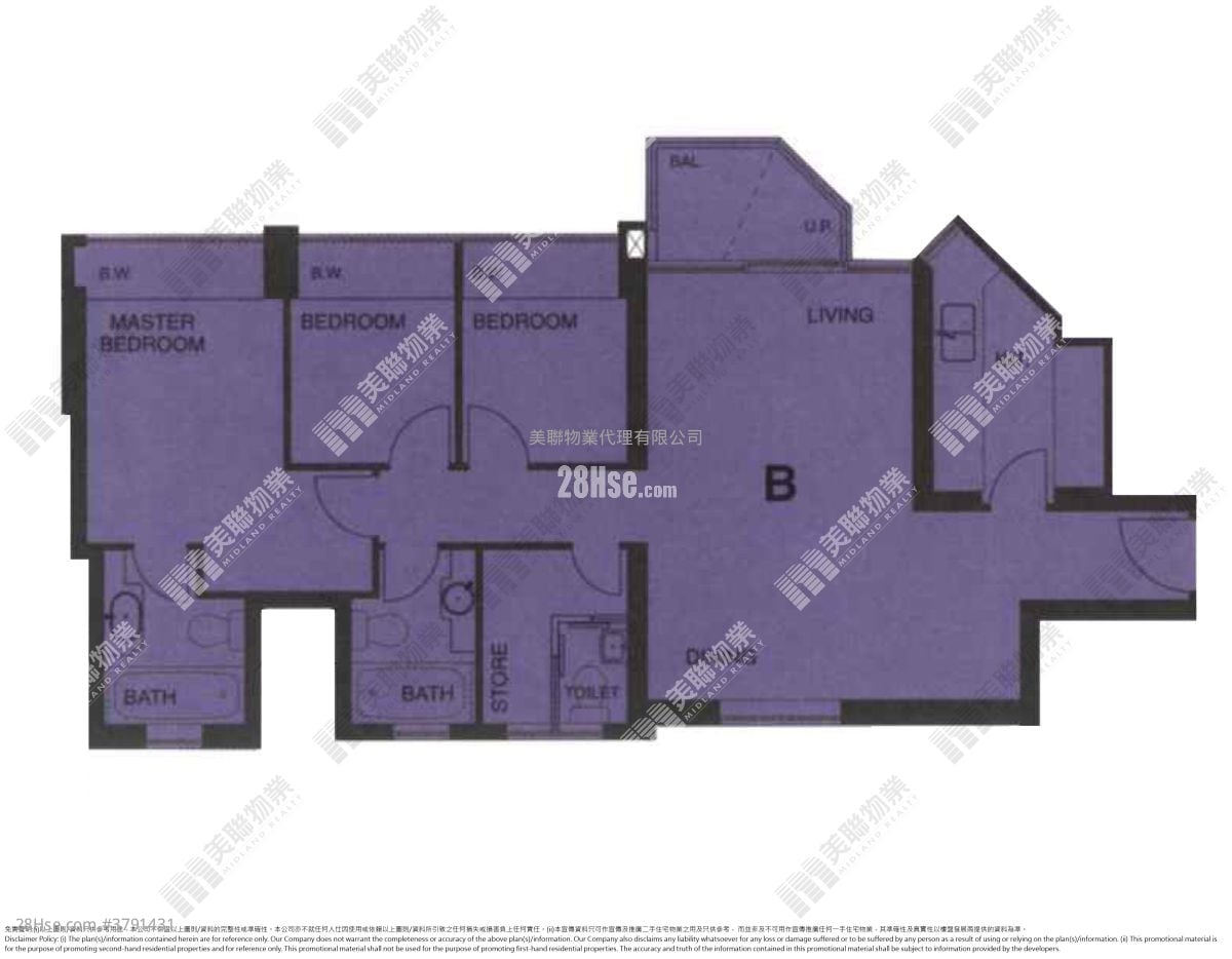 领都 售盘 3 房 , 3 浴室 822 平方尺