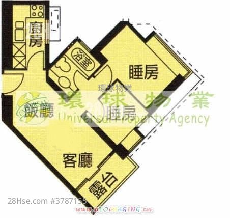泓都 租盘 2 房 , 1 浴室 496 平方尺