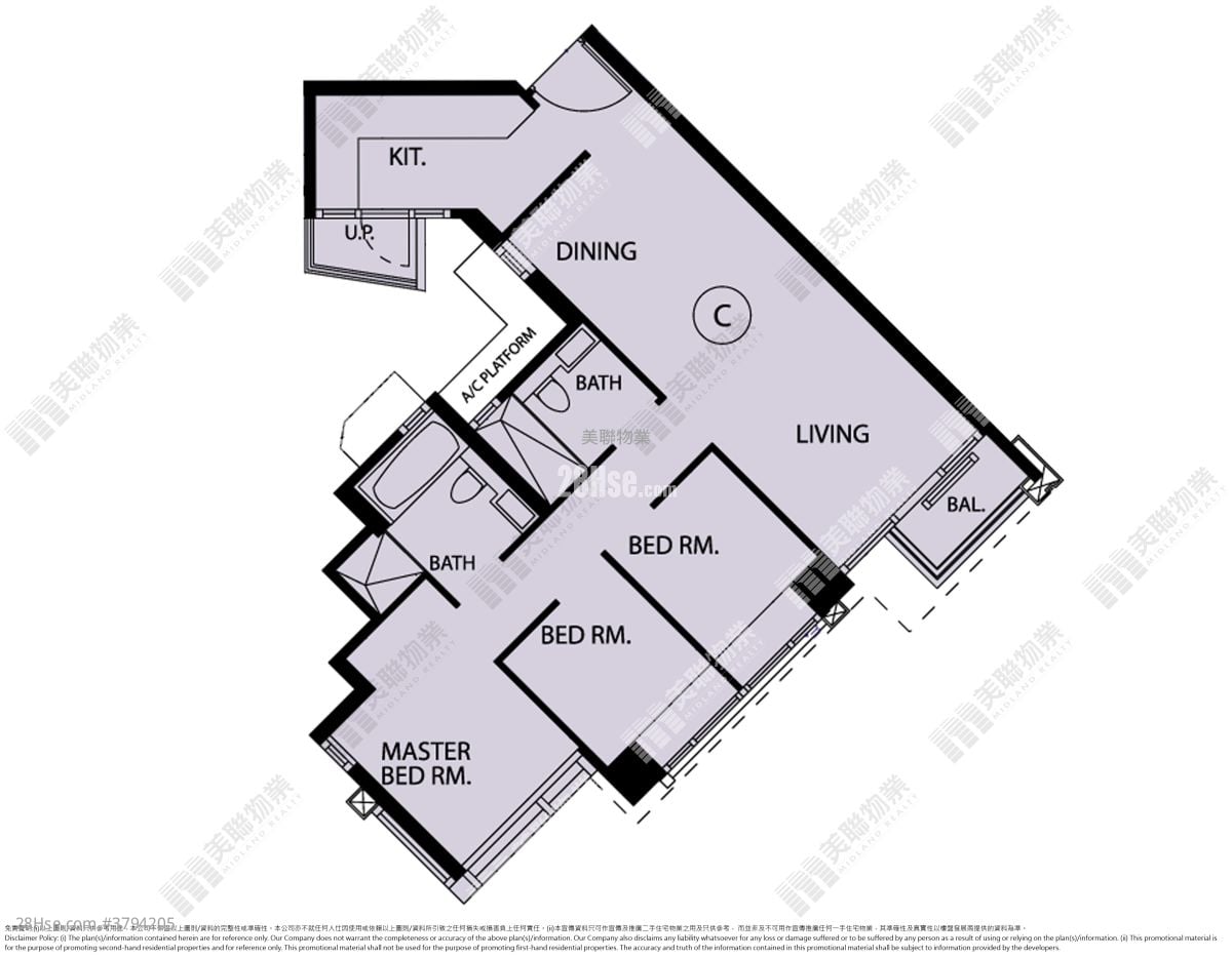 天晋 售盘 3 房 , 2 浴室 698 平方尺