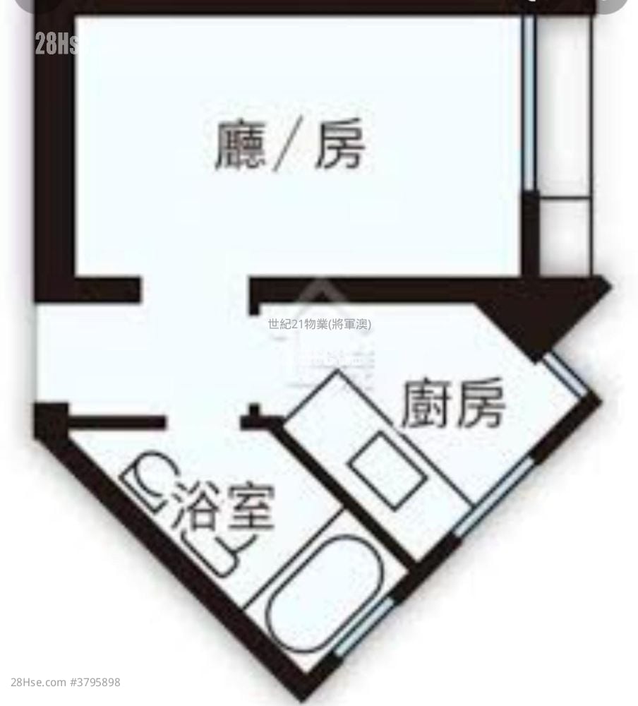 宝明苑 租盘 开放式间隔 , 1 浴室 212 平方尺