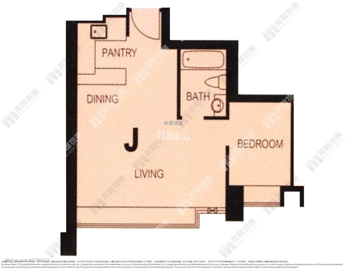 爵悦庭 售盘 1 房 , 1 浴室 450 平方尺