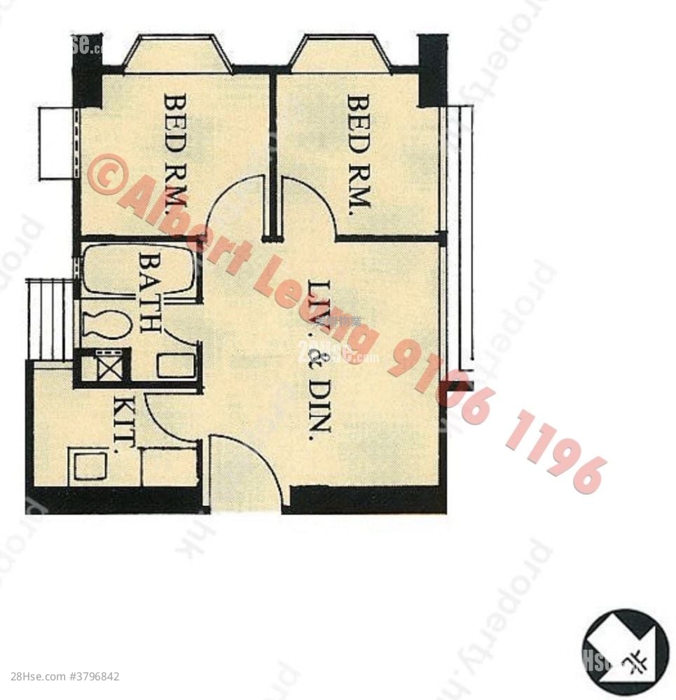 伟华中心 售盘 2 房 , 1 浴室 297 平方尺