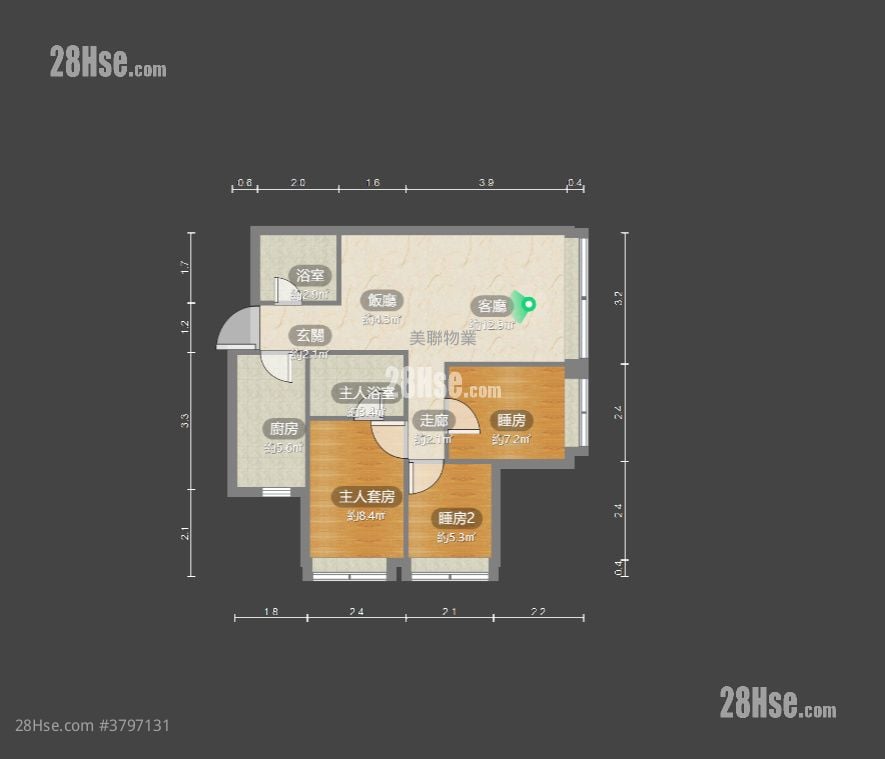 雍雅轩 租盘 3 房 , 2 浴室 628 平方尺