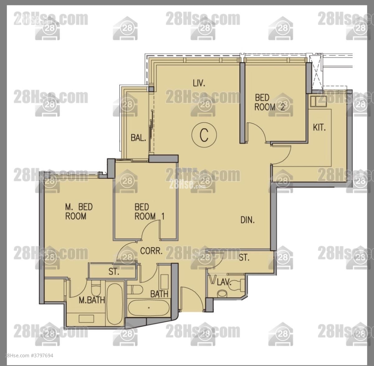 港岛南岸 租盘 3 房 , 2 浴室 1,006 平方尺