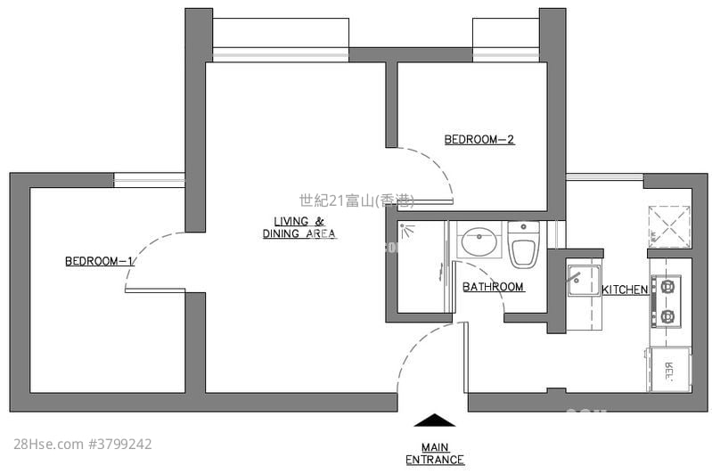天宏苑 租盘 2 房 , 1 浴室 401 平方尺