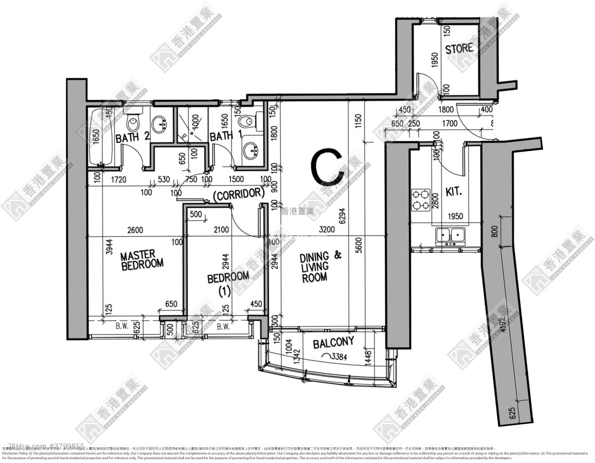 君临天下 租盘 2 房 , 2 浴室 794 平方尺