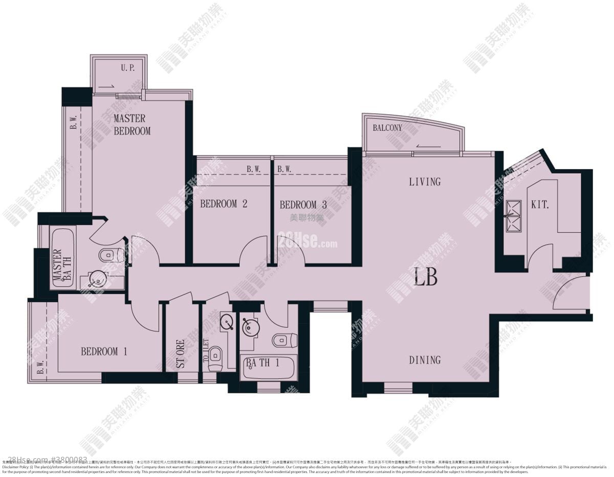 致蓝天 租盘 4 房 , 2 浴室 950 平方尺
