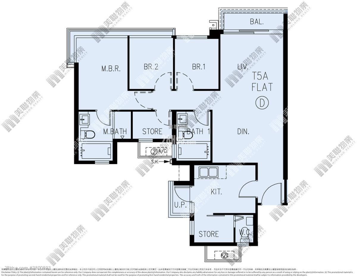 峻峦 租盘 3 房 , 2 浴室 848 平方尺