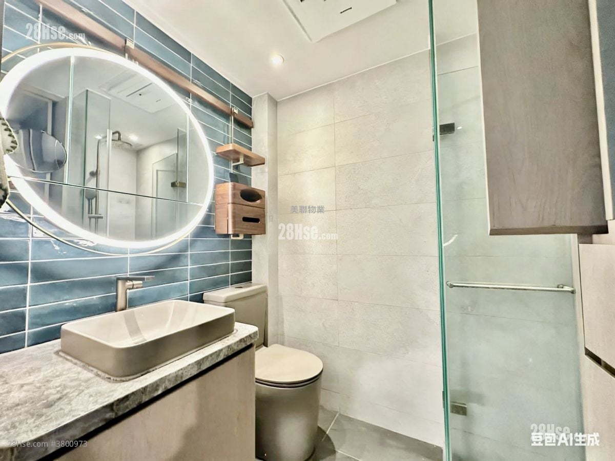 浴室: 柏傲庄 租盘 2 房 , 1 浴室 477 平方尺