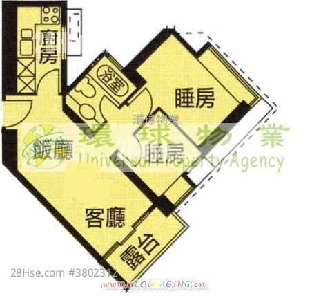 泓都 租盘 2 房 , 1 浴室 496 平方尺