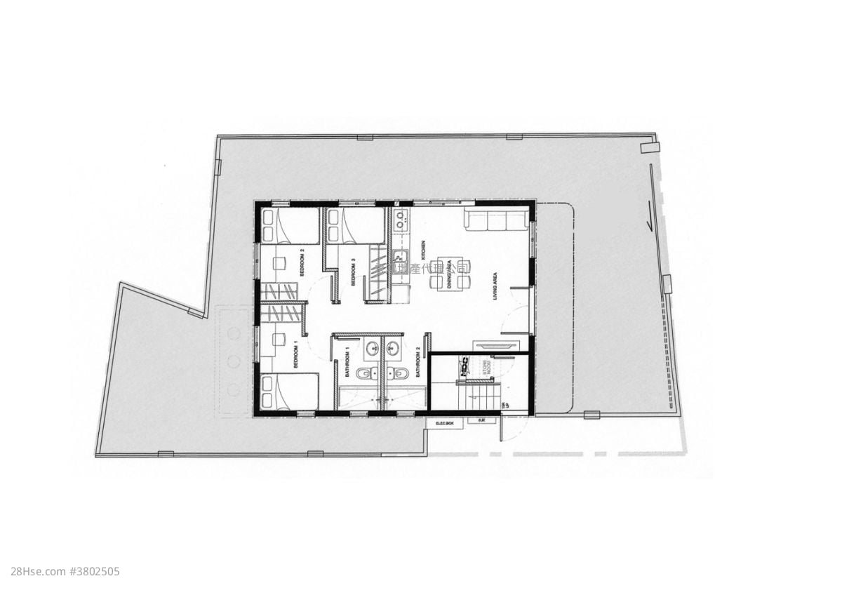 村屋 售盘 3 房 , 2 浴室