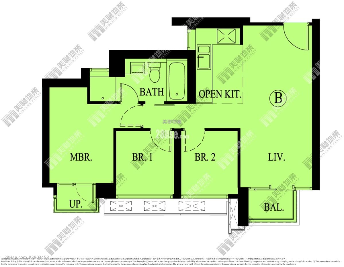 晋海II 租盘 3 房 , 1 浴室 623 平方尺
