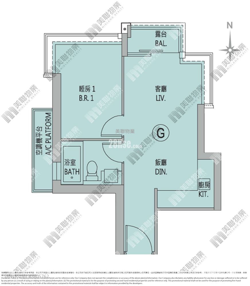 The Parkside 租盘 1 房 , 1 浴室 413 平方尺