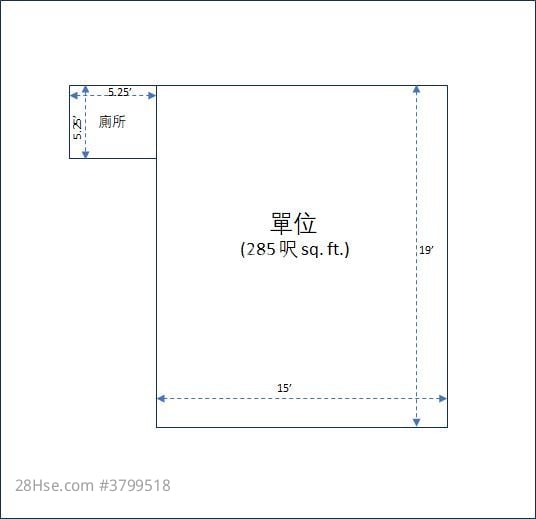 泰景工业大厦 租盘 1 房 , 1 厕所 287 平方尺