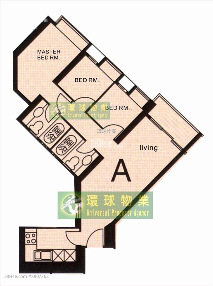 泓都 租盘 3 房 , 2 浴室 651 平方尺