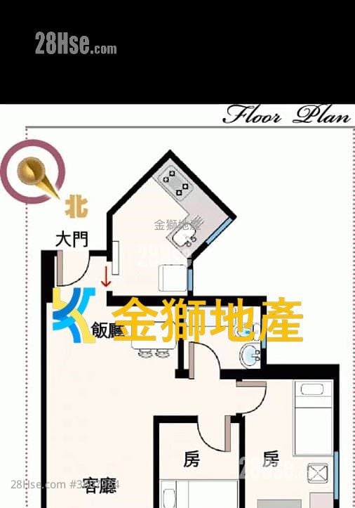 景田苑 租盘 2 房 , 1 浴室 431 平方尺