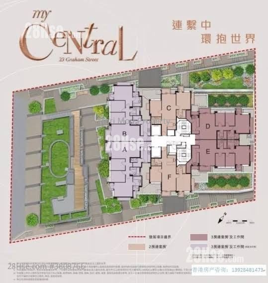 My Central 租盤 3 房 , 2 浴室 811 平方呎