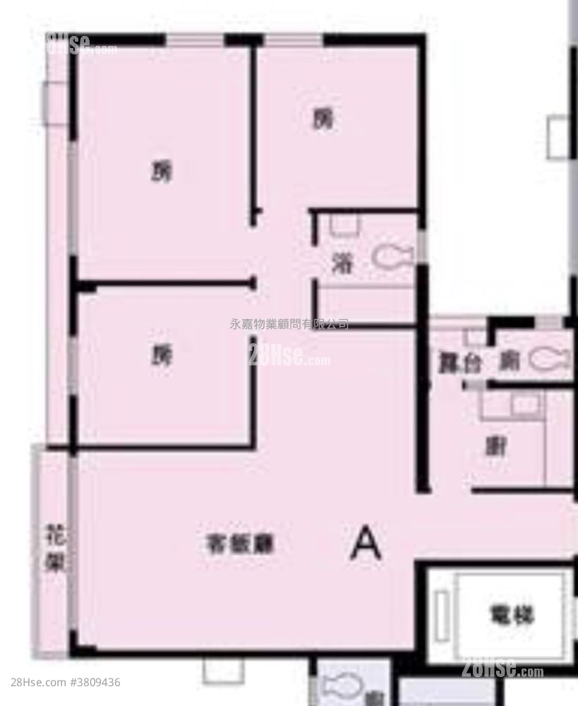 光辉园 售盘 3 房 , 2 浴室 702 平方尺