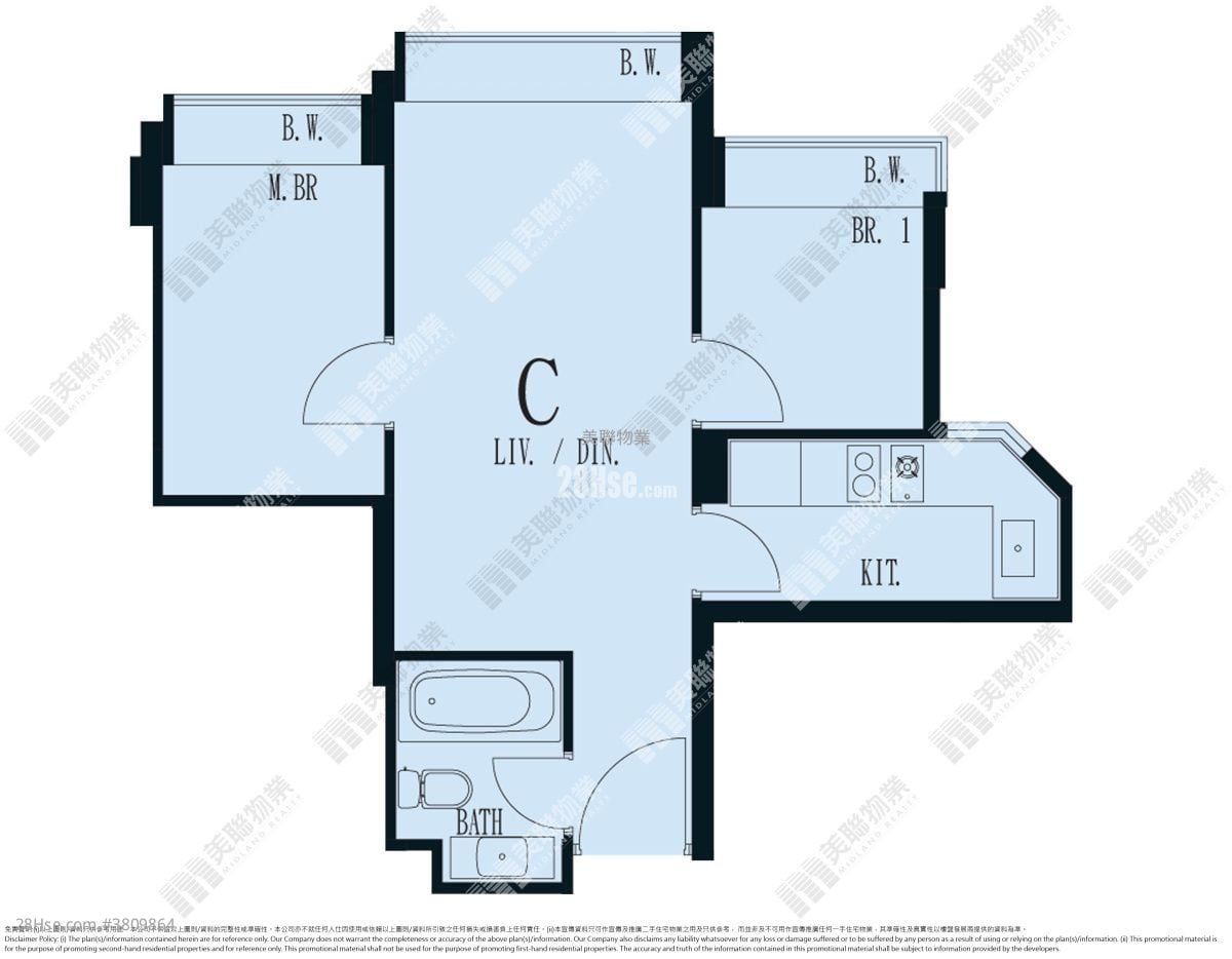 世宙 租盘 2 房 , 1 浴室 430 平方尺
