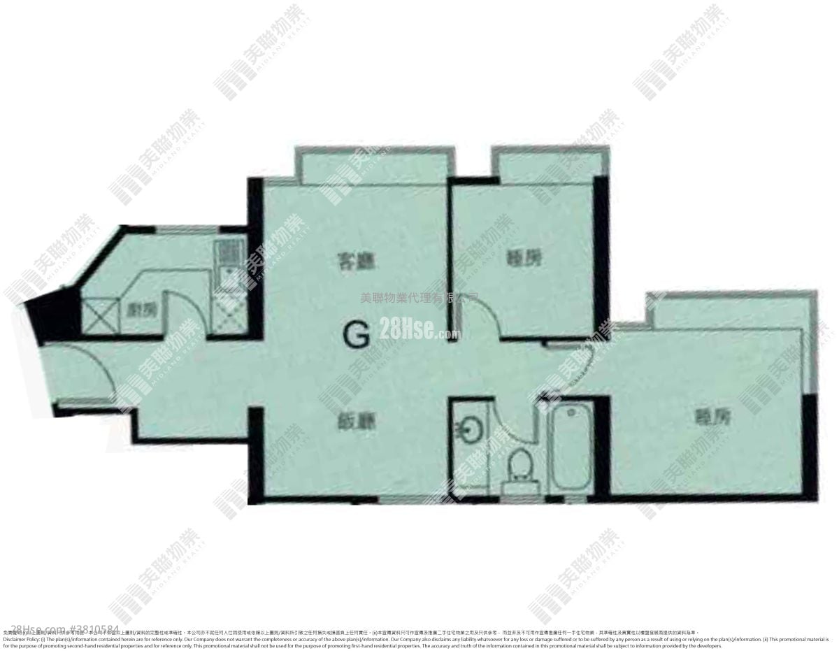 东堤湾畔 租盘 2 房 , 1 浴室 536 平方尺