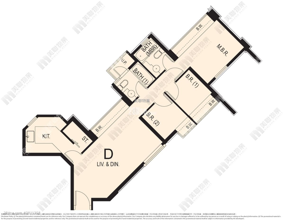 环宇海湾 租盘 3 房 , 2 浴室 711 平方尺